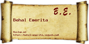 Behal Emerita névjegykártya